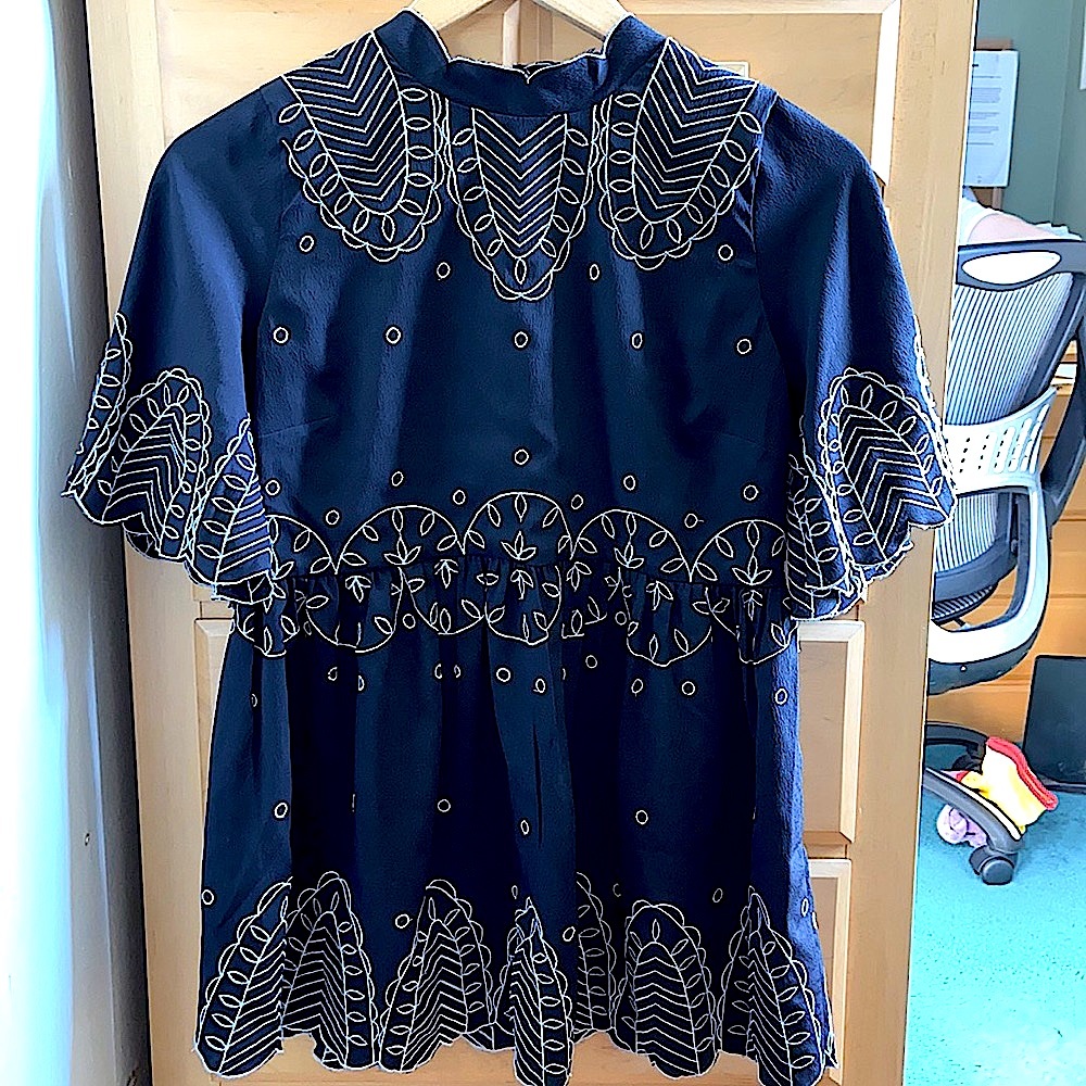 Maternity Scallop edge Embroidered Blouse Shirt